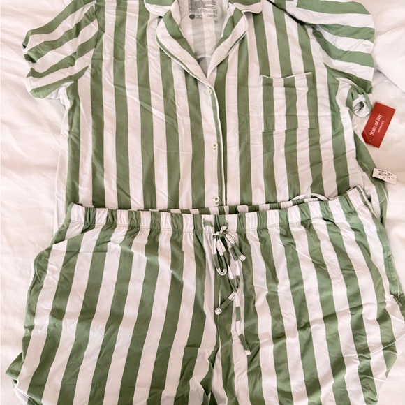 State of Day TENCEL Modal PJ Set XXL Green Stripe NWT - Picture 2 of 5
